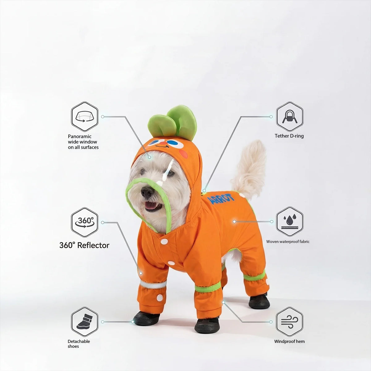 Carrot Waterproof Dog Raincoat