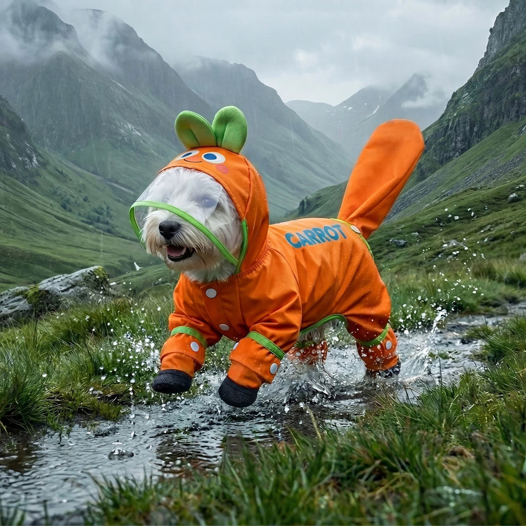 Carrot Waterproof Dog Raincoat