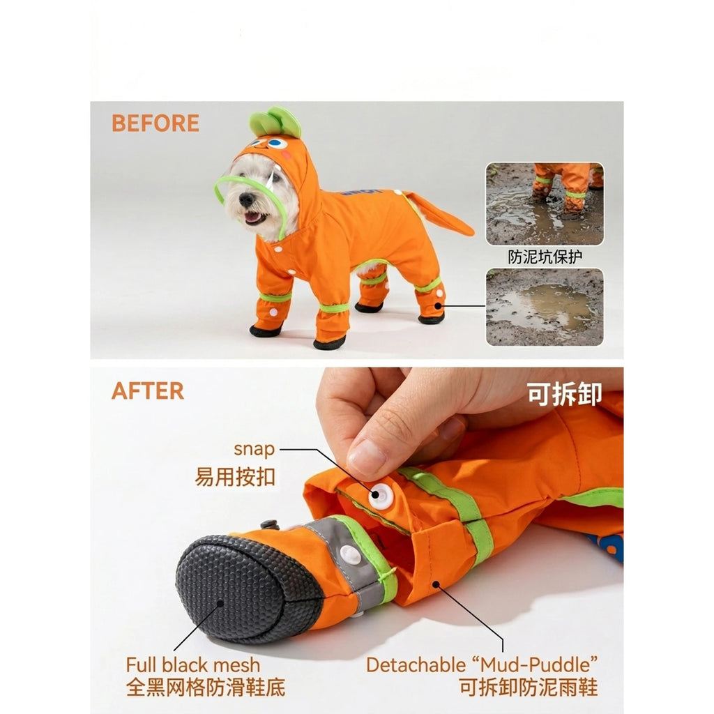 Carrot Waterproof Dog Raincoat